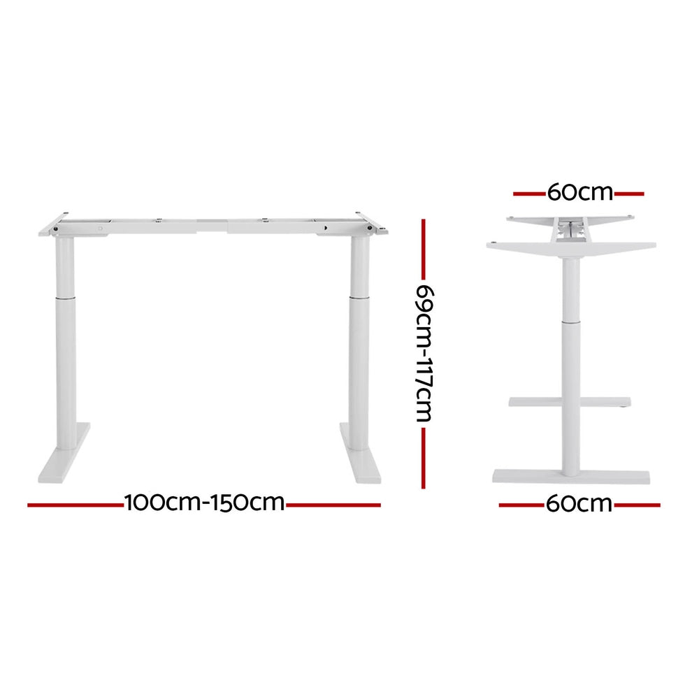 Artiss Standing Desk Frame Only Dual Motor Motorised Adjustable 125KG Load White