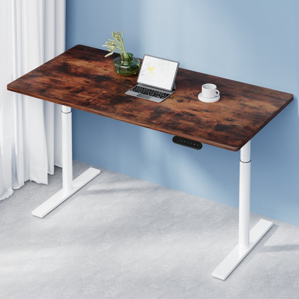 Standing Desk Motorised Electric Dual Motor 140CM Rustic Brown