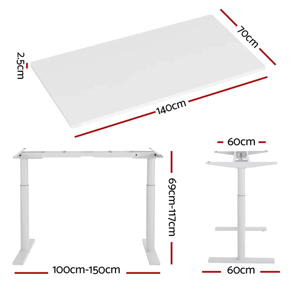 Artiss Standing Desk Motorised Electric Dual Motor 140CM White