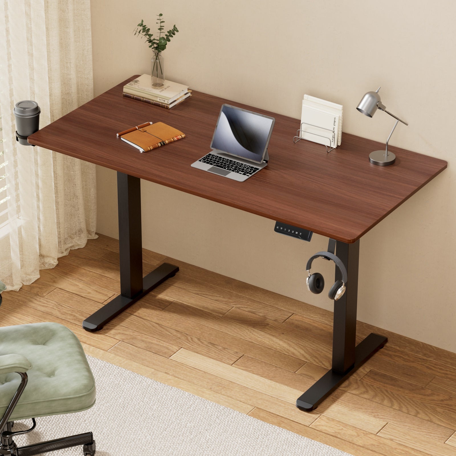 Standing Desk Motorised Dual Motor Electric Walnut 140CM