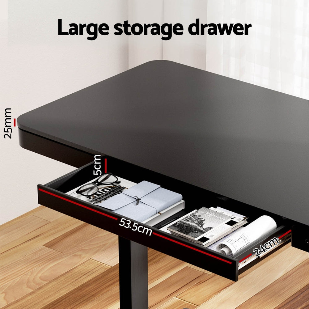 Standing Desk Motorised Electric Dual Motor Drawer 120CM Black