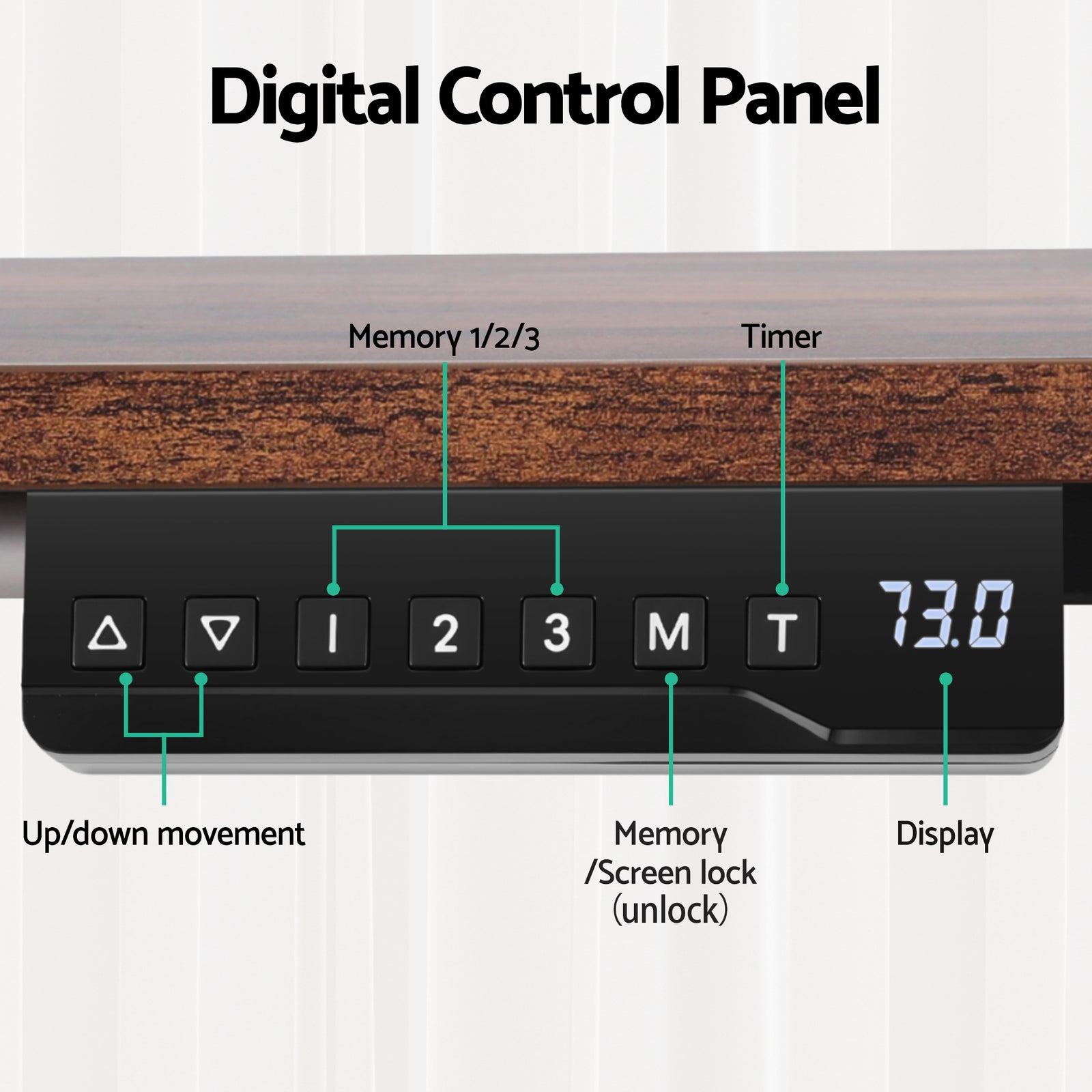Electric Standing Desk Adjustable Motorised 120CM L Shaped Rustic Brown