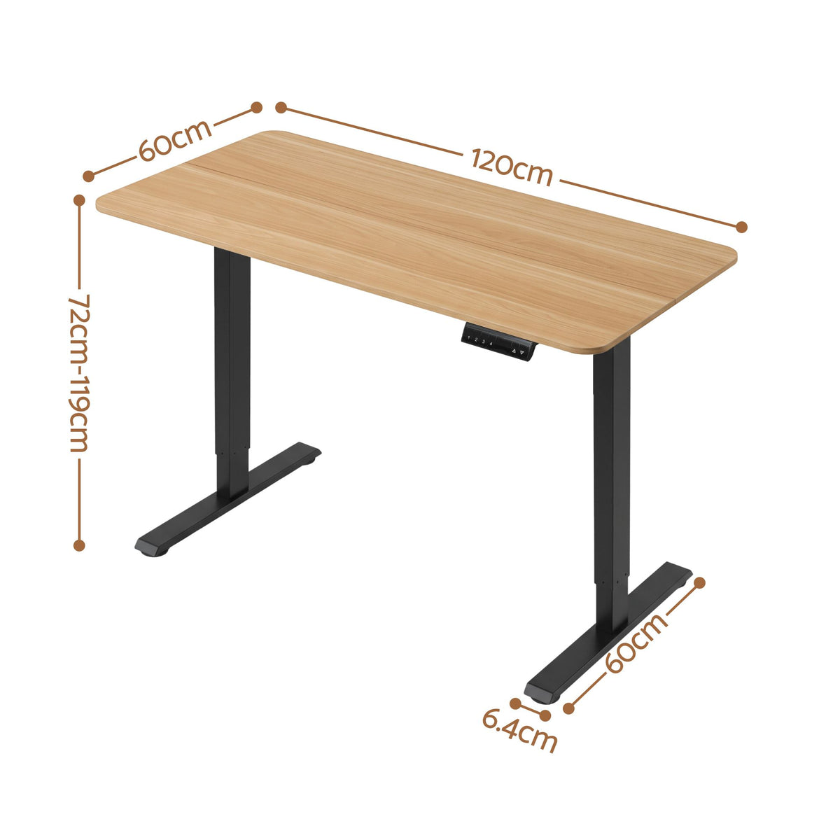 Artiss Electric Standing Desk Height Adjustable Table 120cm Natural Black