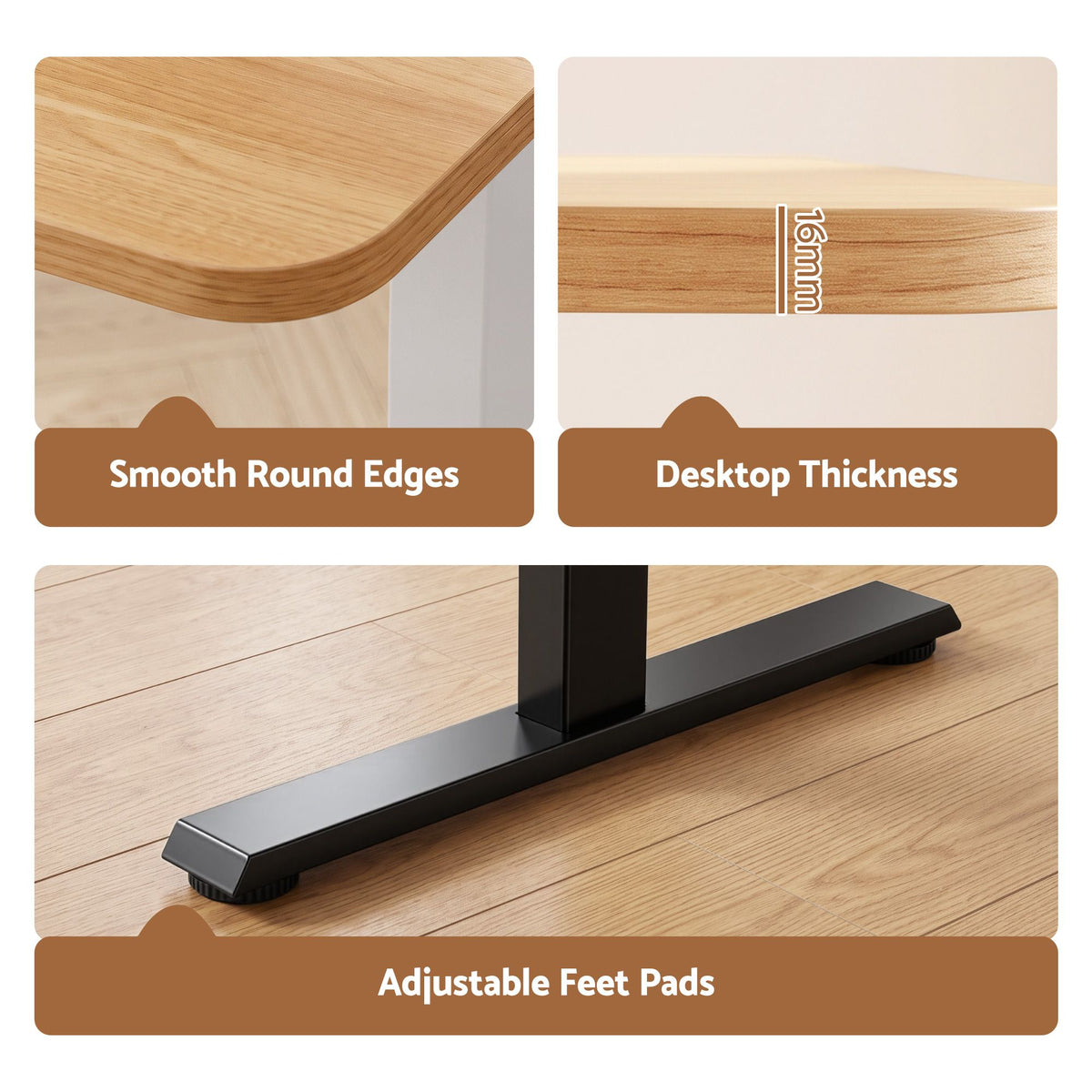 Artiss Electric Standing Desk Height Adjustable Table 120cm Natural Black