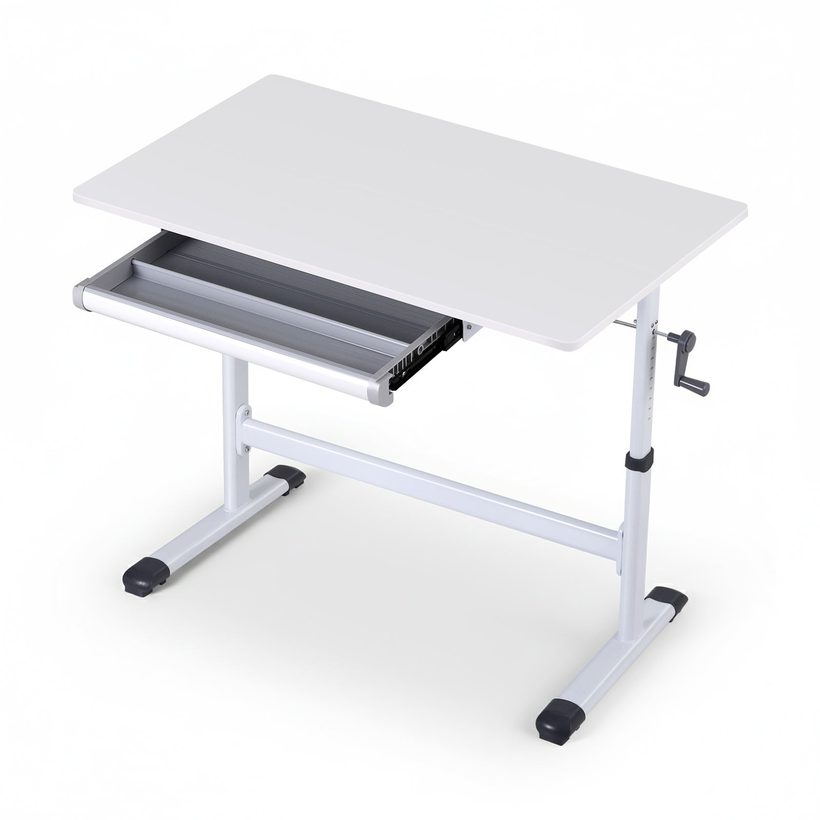 Manual Standing Desk Height Adjustable Workstation Computer Desks Study 100CM White