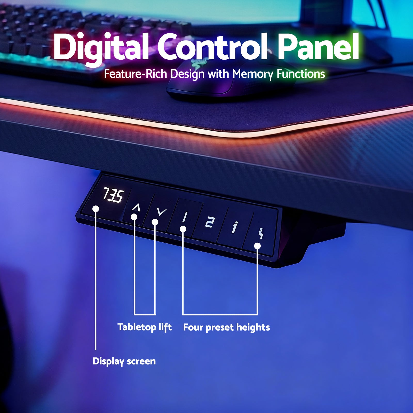 Electric Standing Desk Height Adjustable Gaming Desk Home Office 140cm