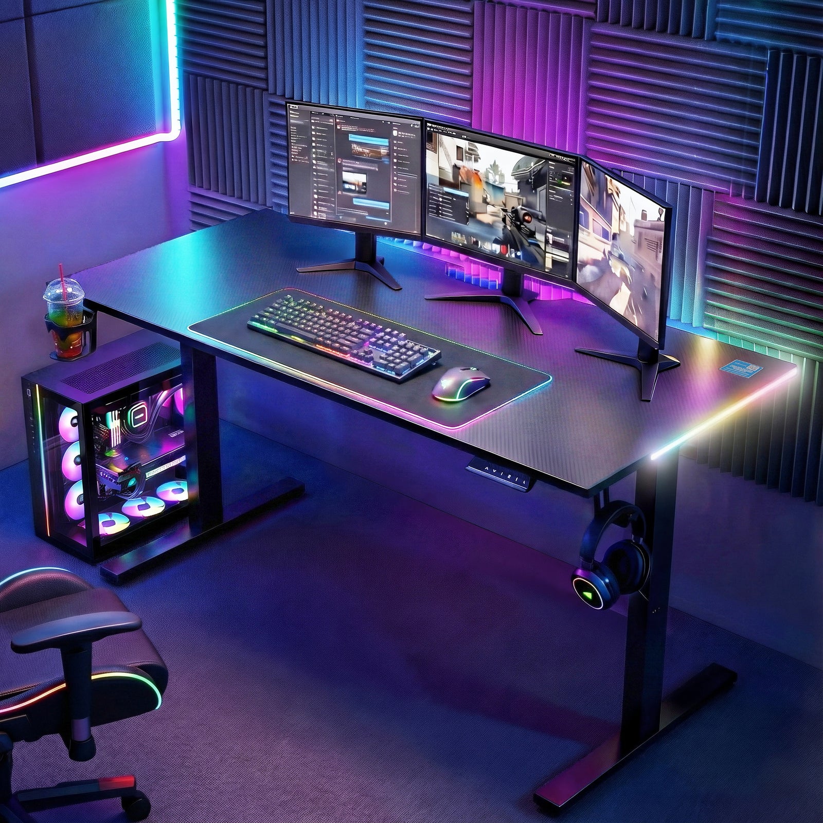 Electric Standing Desk Height Adjustable Gaming Desk Home Office 140cm