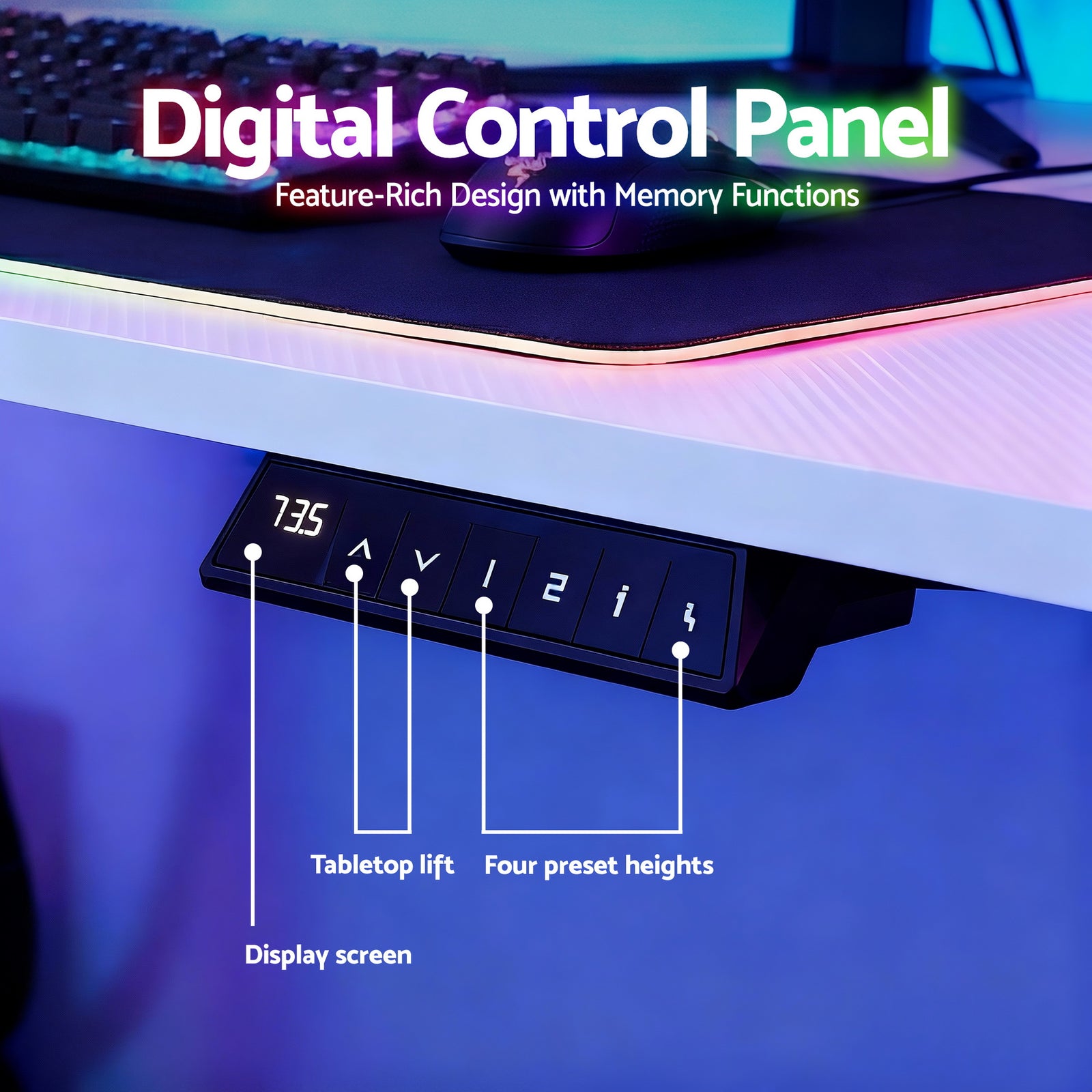 Electric Standing Desk Height Adjustable Gaming Desk Home Office 140cm