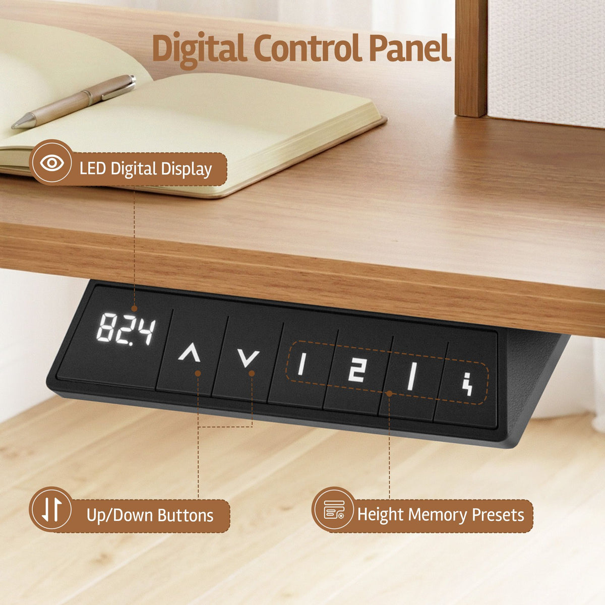 Artiss Electric Standing Desk 120cm Height Adjustable Sit Stand Desk Drawers Oak