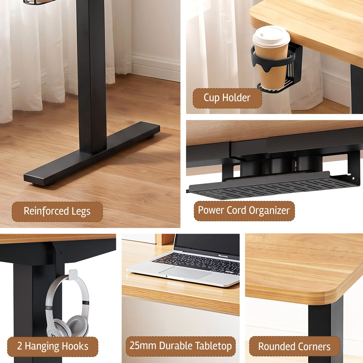 Artiss Electric Standing Desk 120cm Height Adjustable Sit Stand Desk Drawers Oak