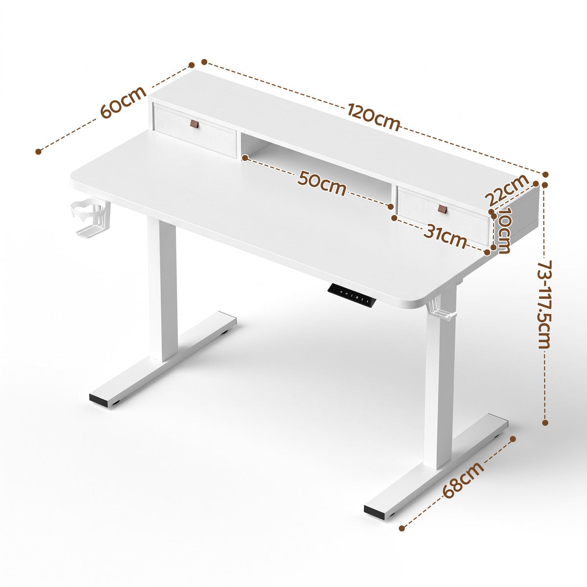 Artiss Electric Standing Desk 120cm Height Adjustable Sit Stand Desk White