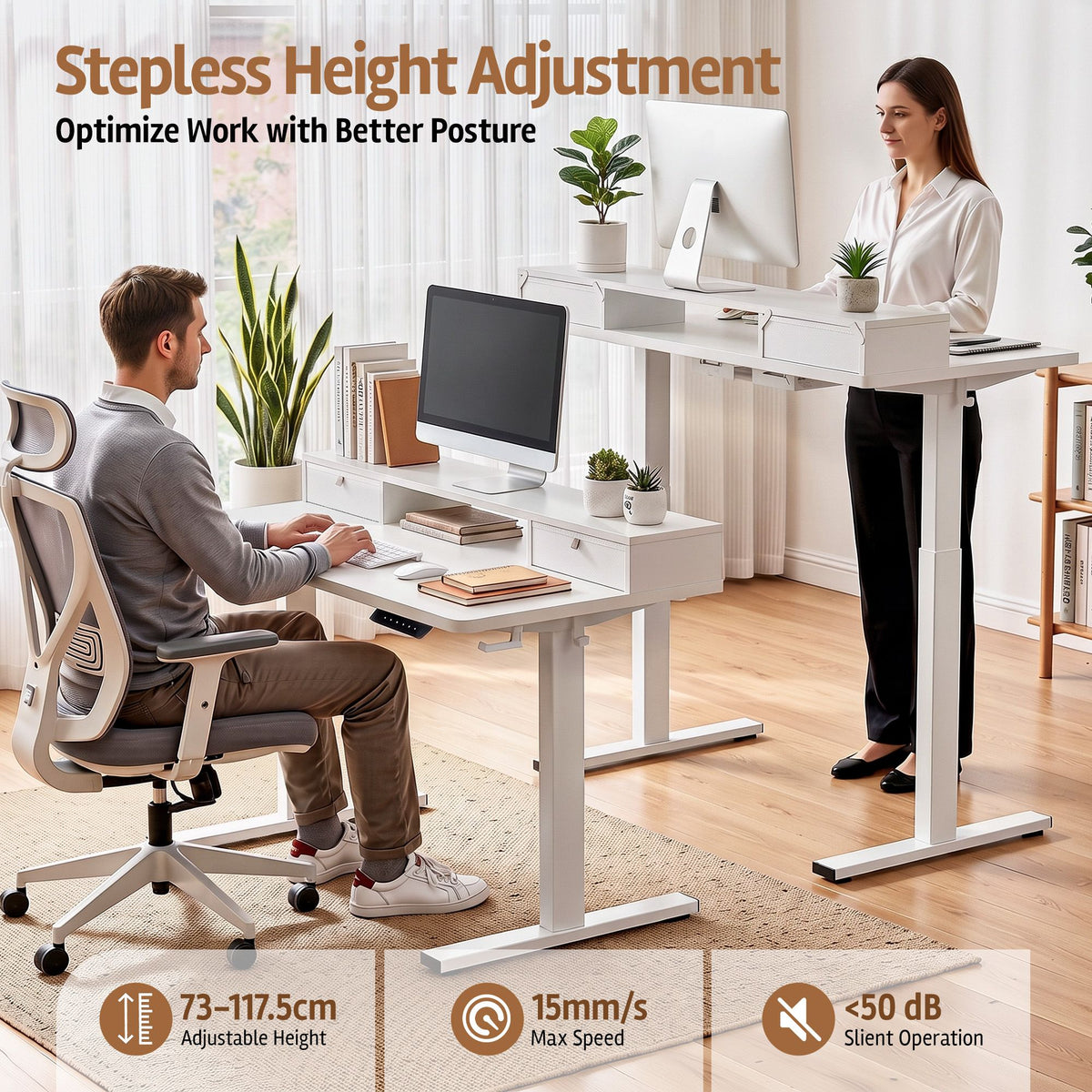 Artiss Electric Standing Desk 120cm Height Adjustable Sit Stand Desk White