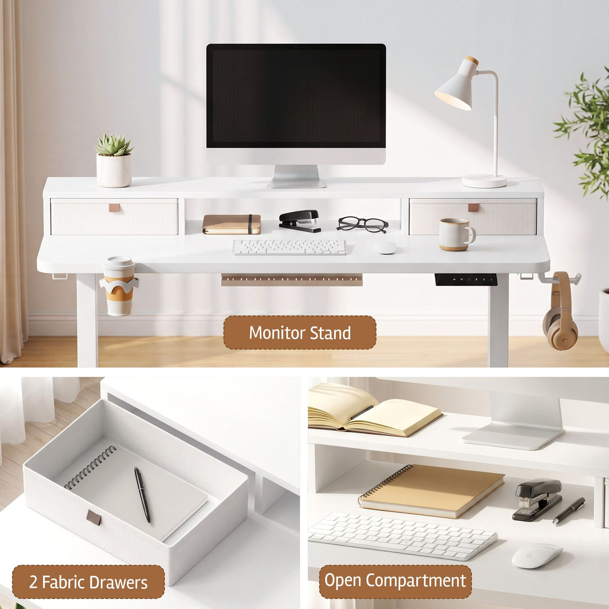 Artiss Electric Standing Desk 120cm Height Adjustable Sit Stand Desk White