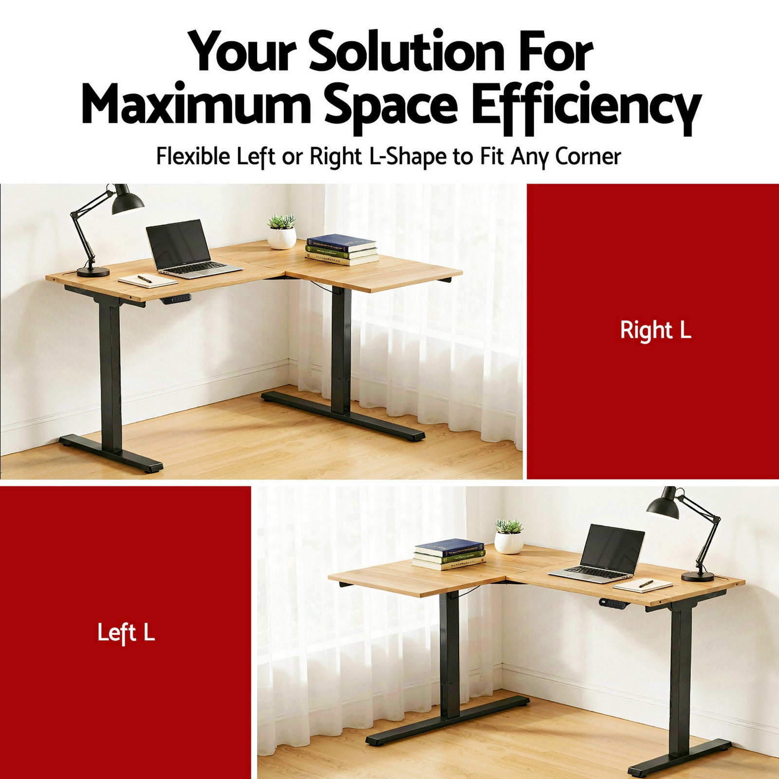 L-Shape Electric Standing Desk Sit Stand Up Height Adjustable Motorised