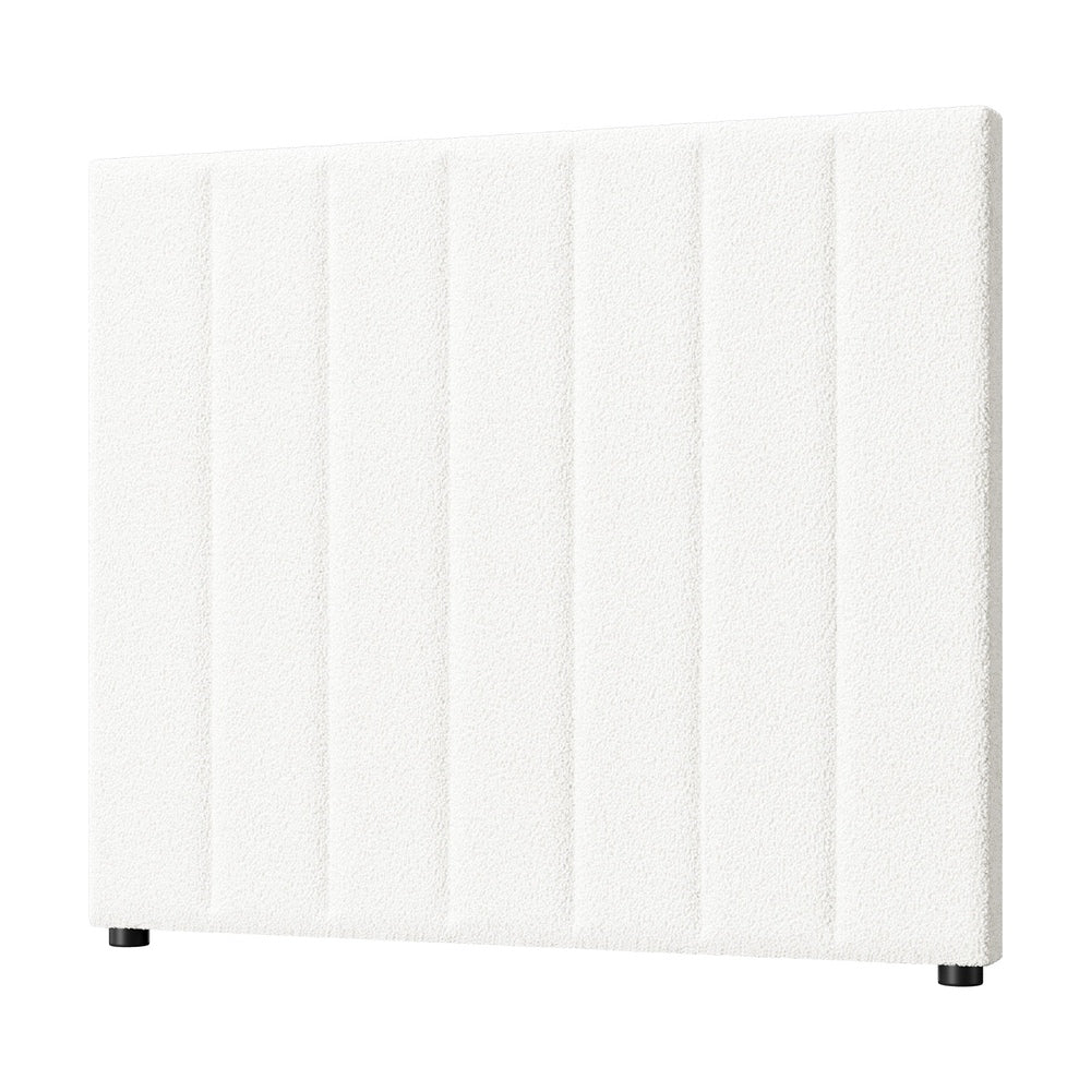 Bed Frame Headboard King Single White Boucle