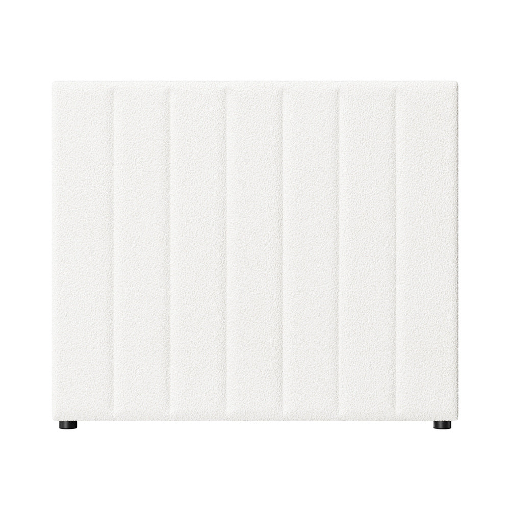 Bed Frame Headboard King Single White Boucle