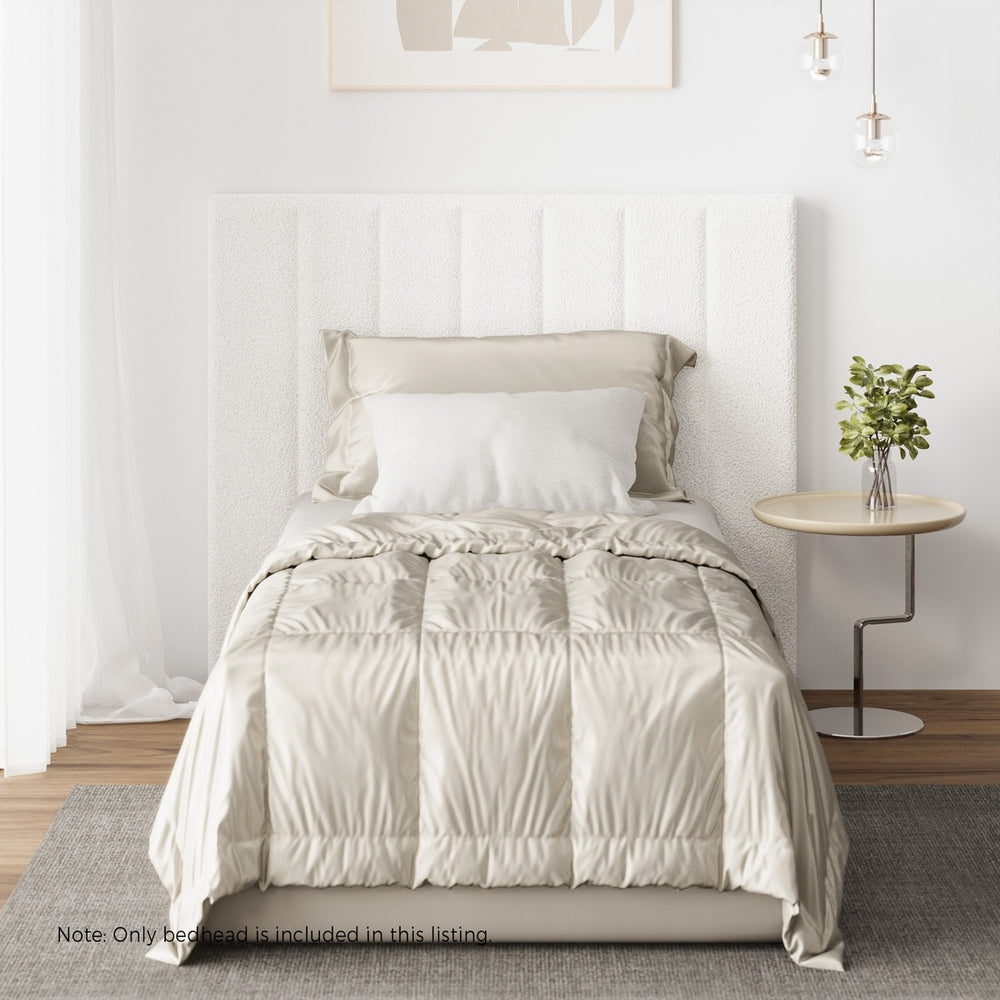 Bed Frame Headboard King Single White Boucle