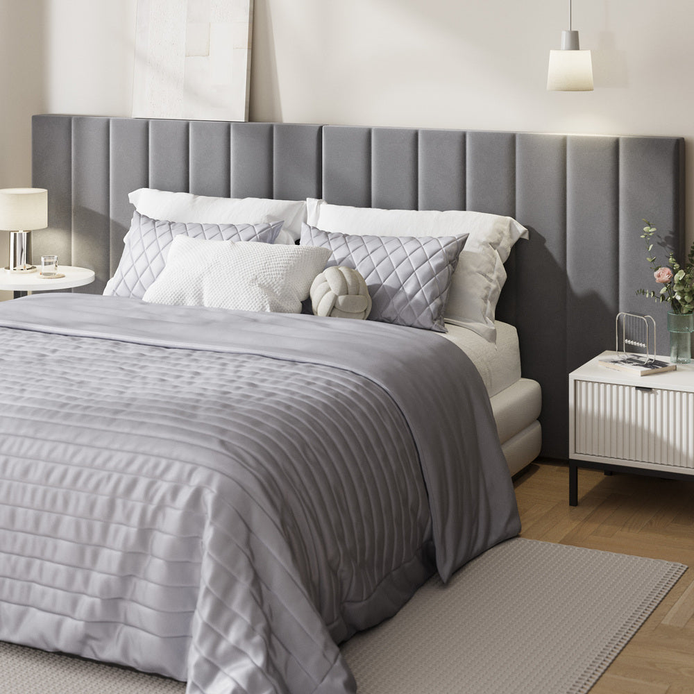 Bed Frame Headboard Double Queen King Size Grey Velvet