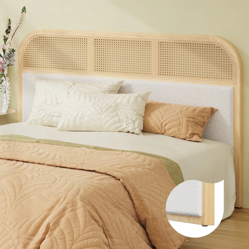 Bed Head Headboard Queen Size Rattan Bedboard Natural