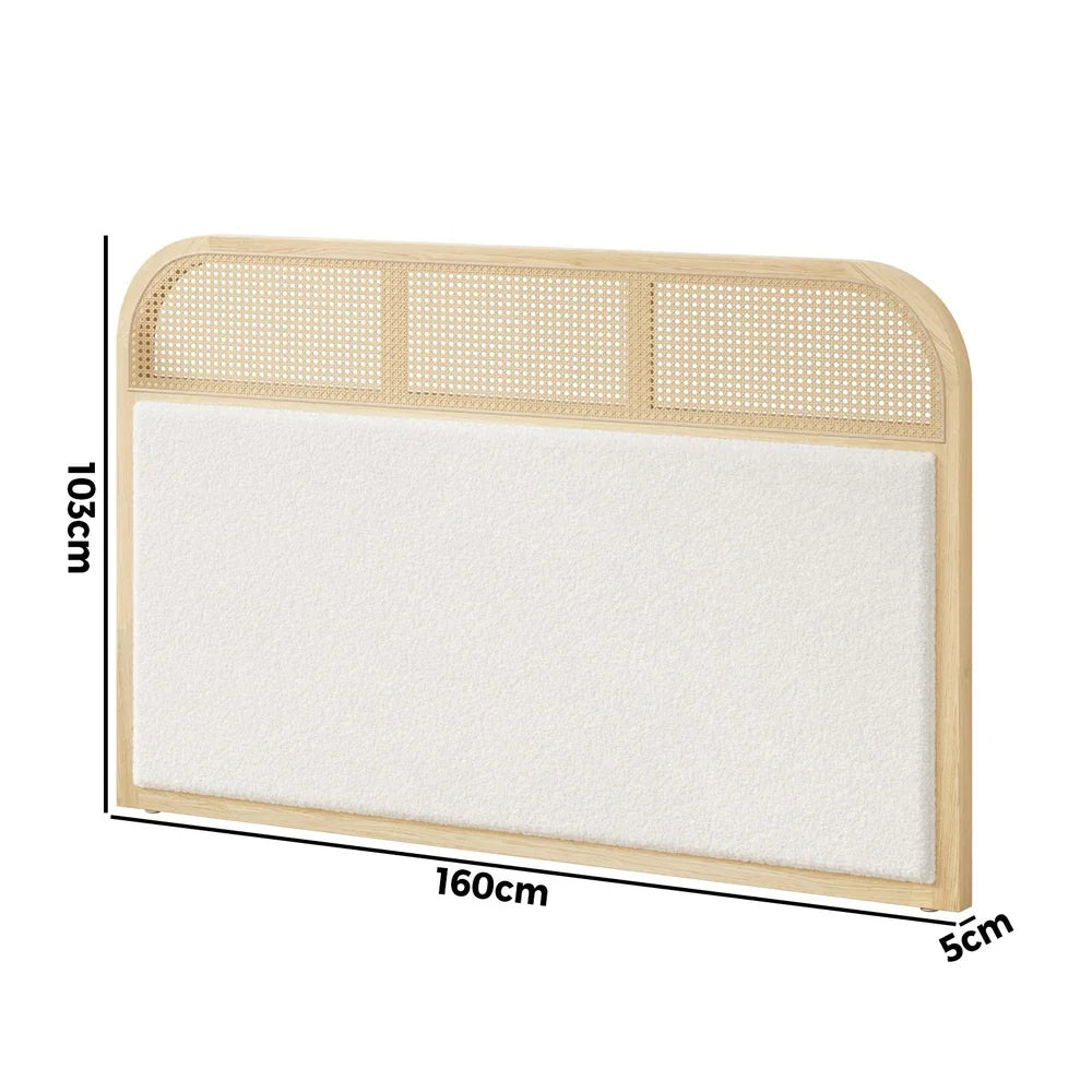 Bed Head Headboard Queen Size Rattan Bedboard Natural