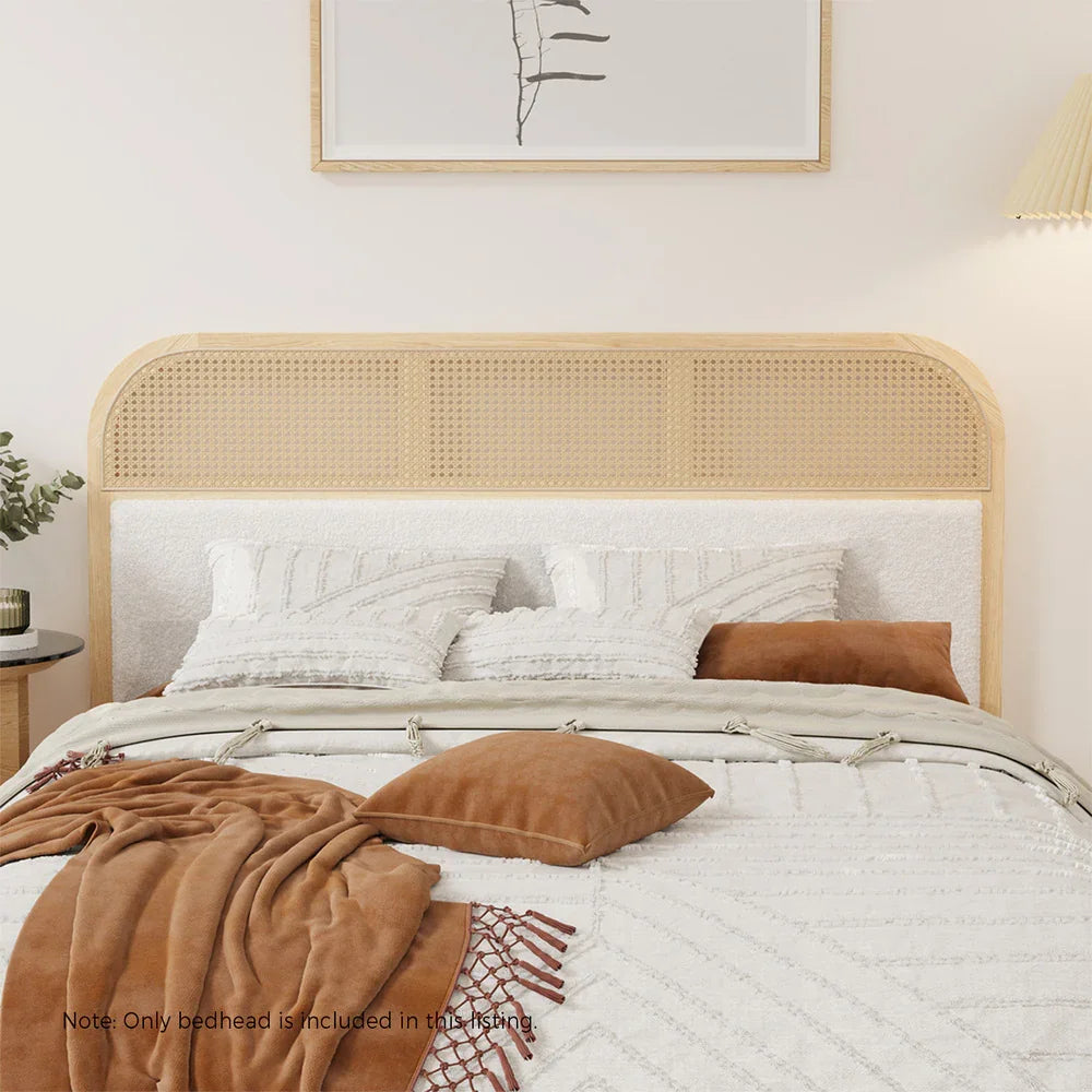 Bed Head Headboard Queen Size Rattan Bedboard Natural
