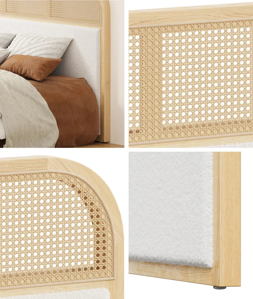 Bed Head Headboard Queen Size Rattan Bedboard Natural