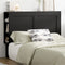 Double Bed Headboard – Black Storage Bedhead with 3‑Tier Side Shelves