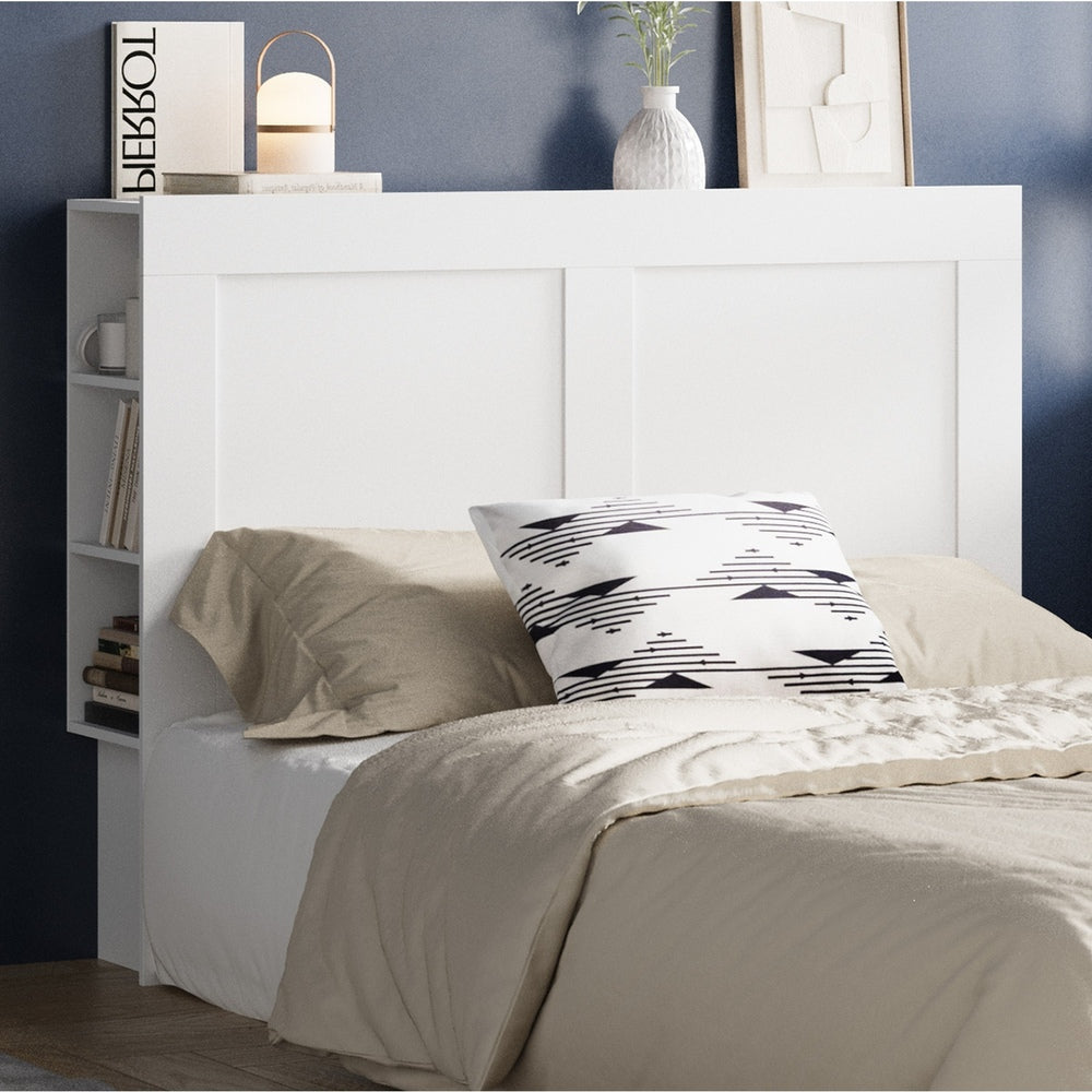 Bed Head with Shelves Double Size White