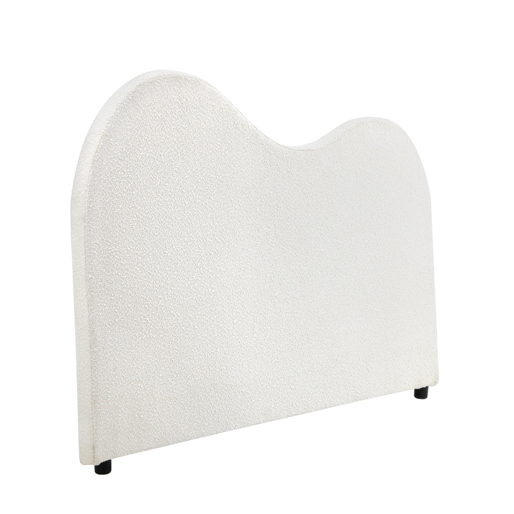 Bed Head Double Size Headboard Boucle Fabric White