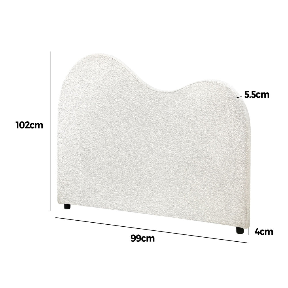 Bed Head Single Size Headboard Boucle Fabric White