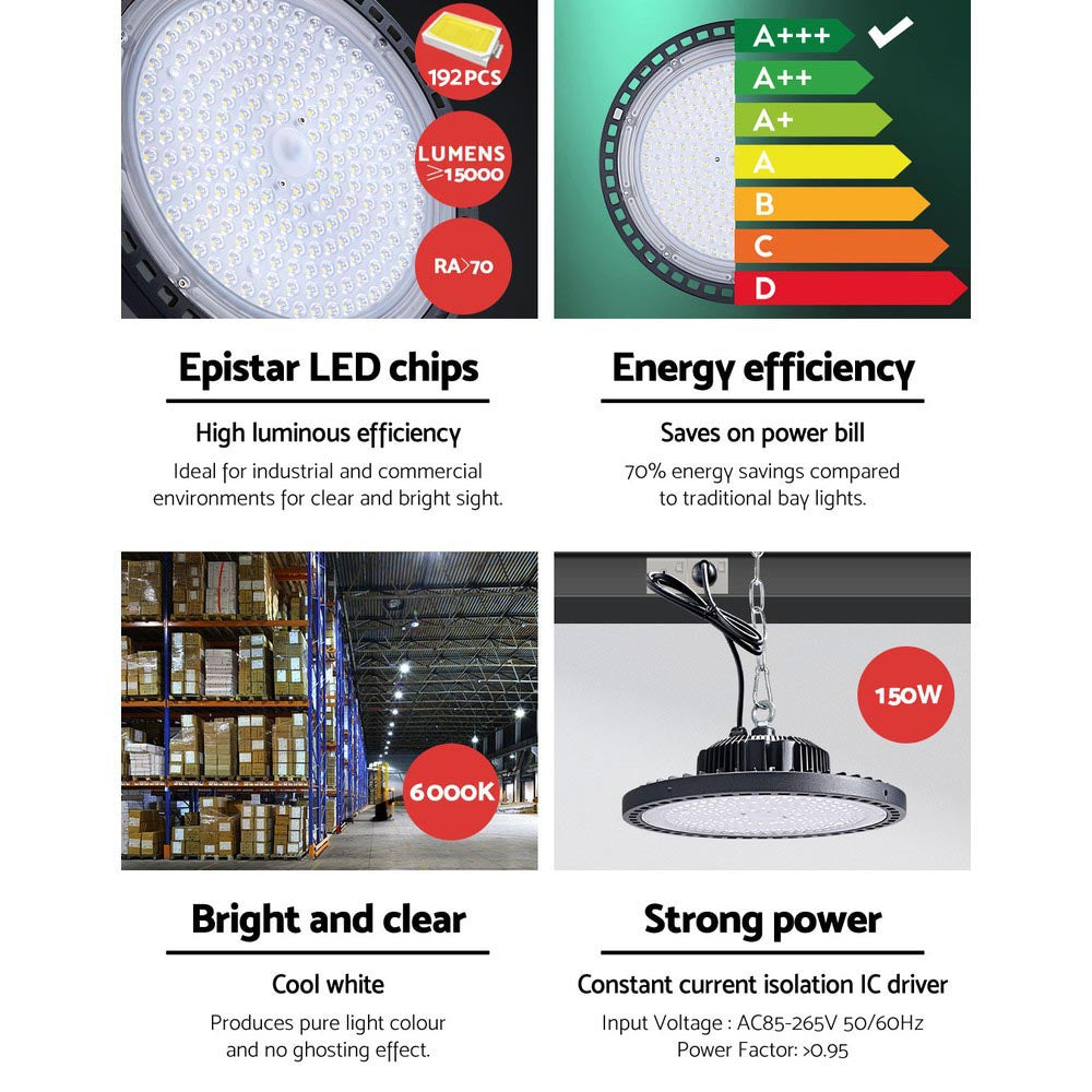 150W LED High Bay Light Warehouse Industrial Ceiling Lamp 15000LM