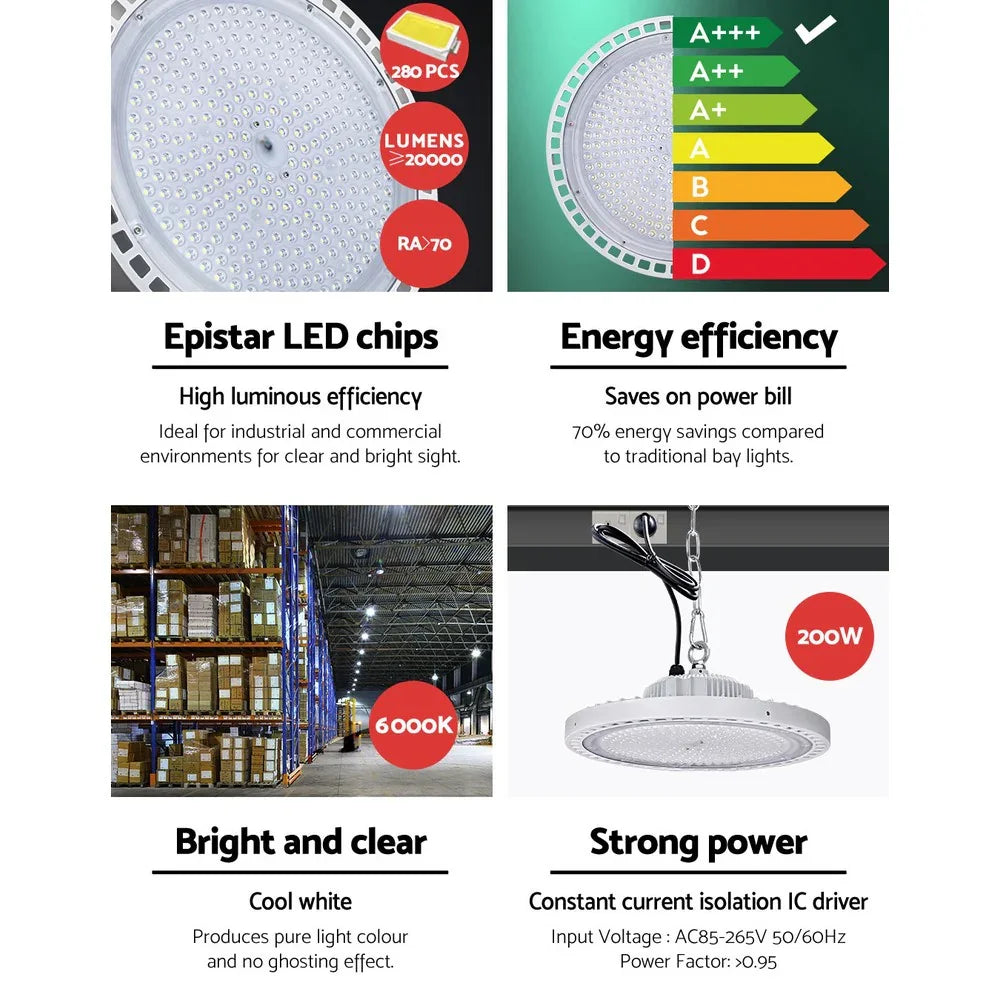 200W LED High Bay Light Industrial Warehouse Ceiling Lamp SAA Approved