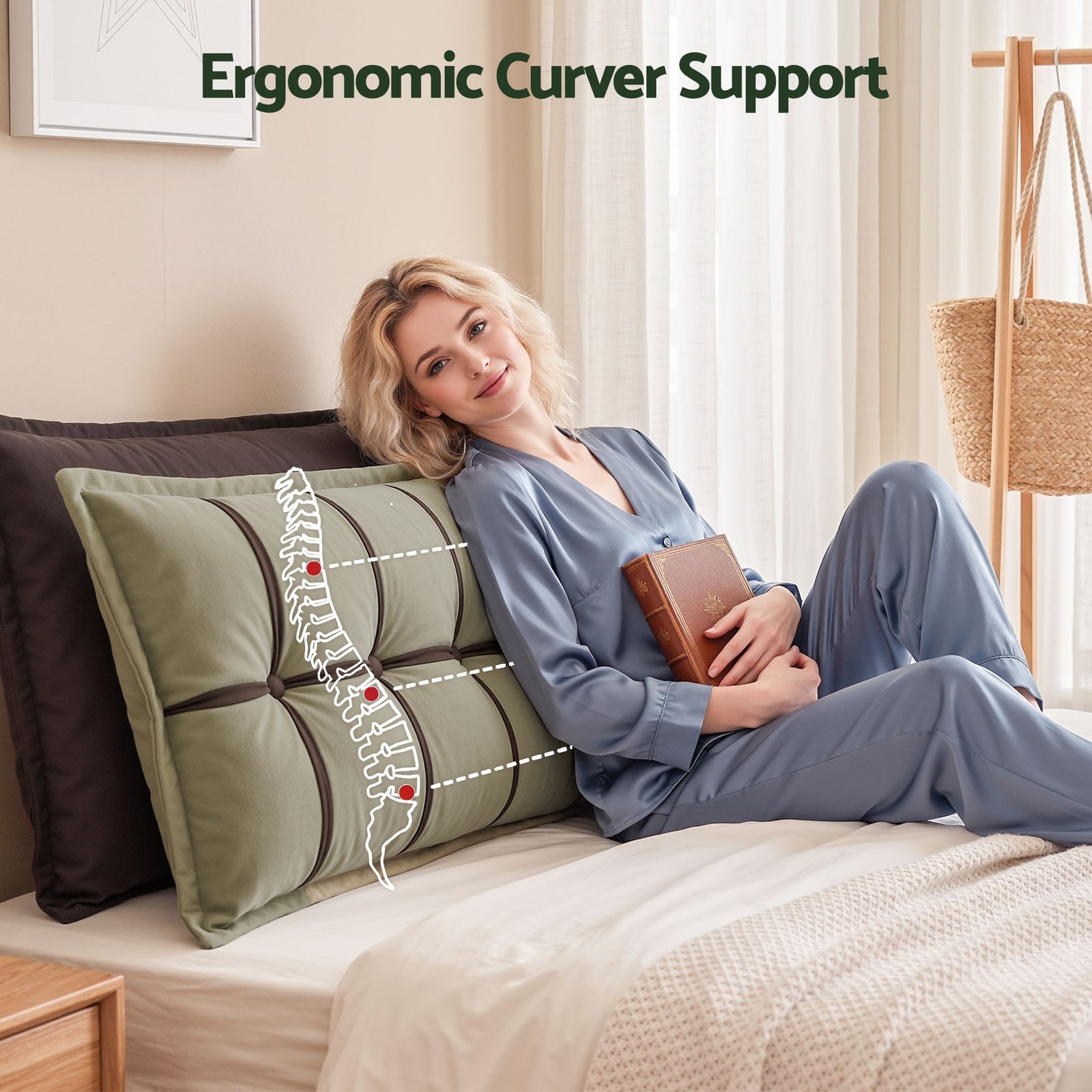 Headboard Pillow Double-Layer Storage Wedge Reading Backrest Double Set