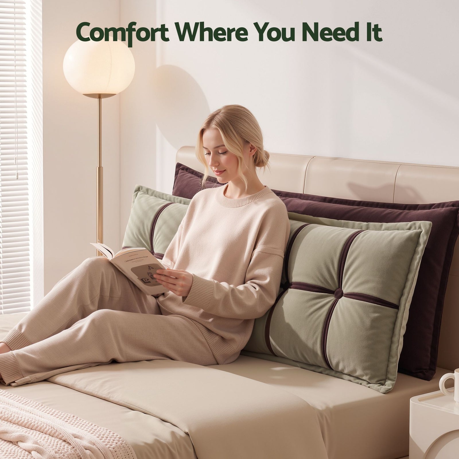 Headboard Pillow Double-Layer Storage Wedge Reading Backrest Double Set