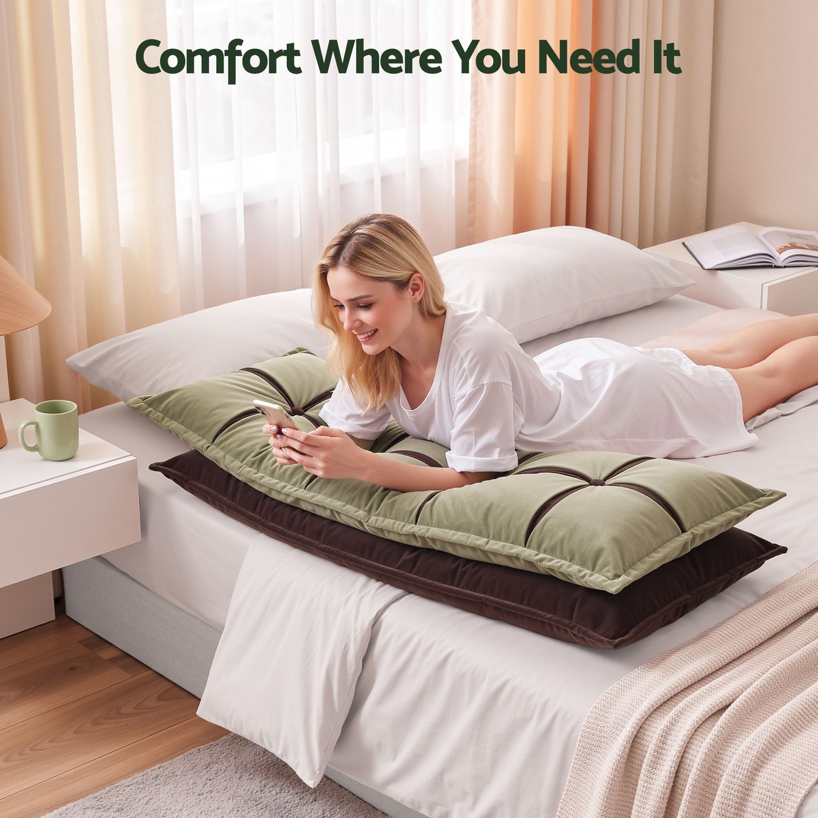Headboard Pillow Double-Layer Storage Wedge Reading Backrest Double Set