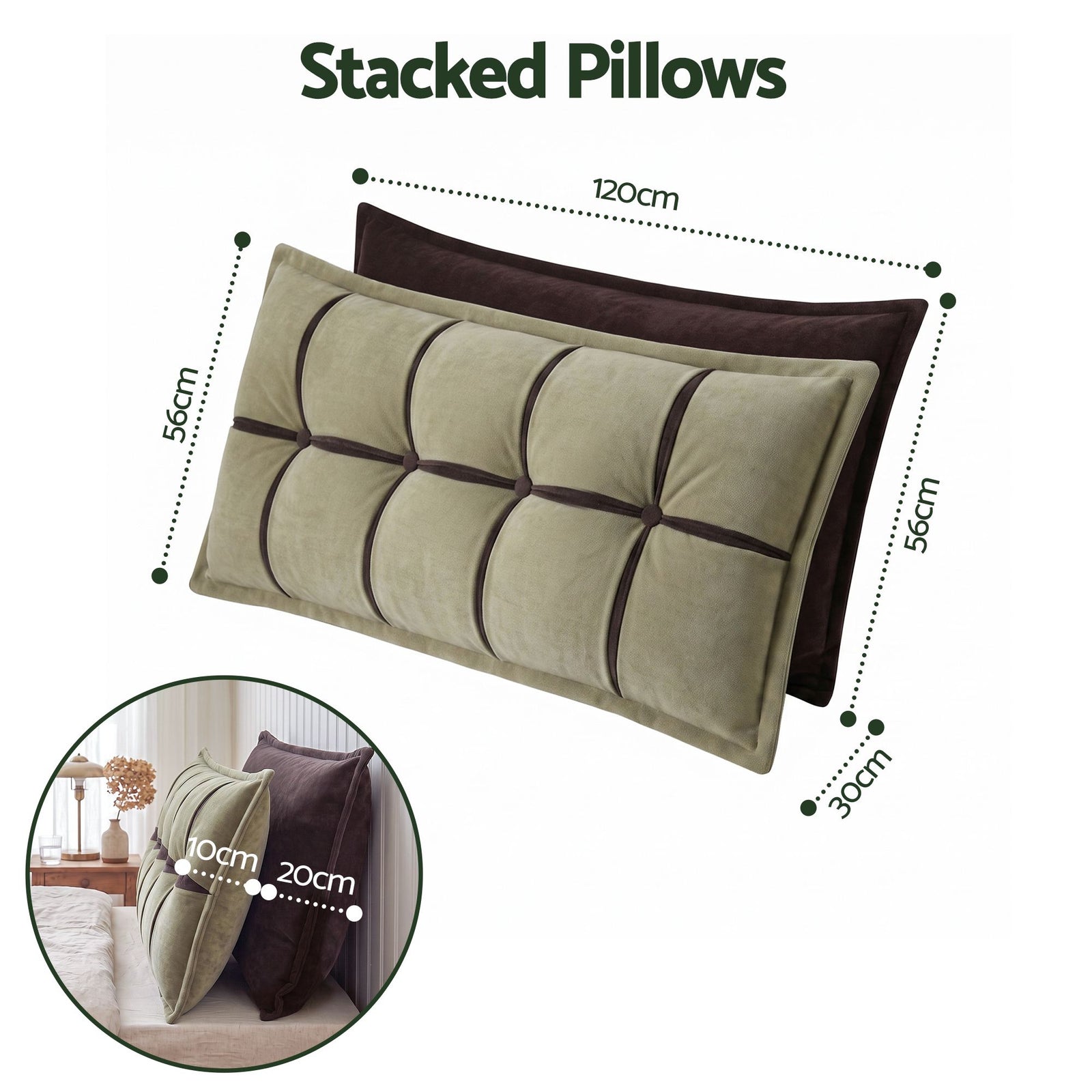 Headboard Pillow Double-Layer Storage Wedge Reading Backrest Double Set