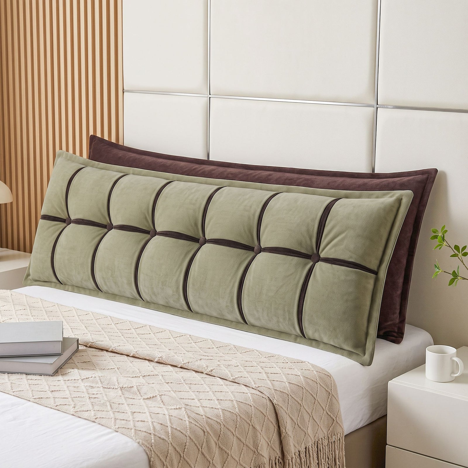 Headboard Pillow Double-Layer Storage Wedge Reading Backrest King Chair