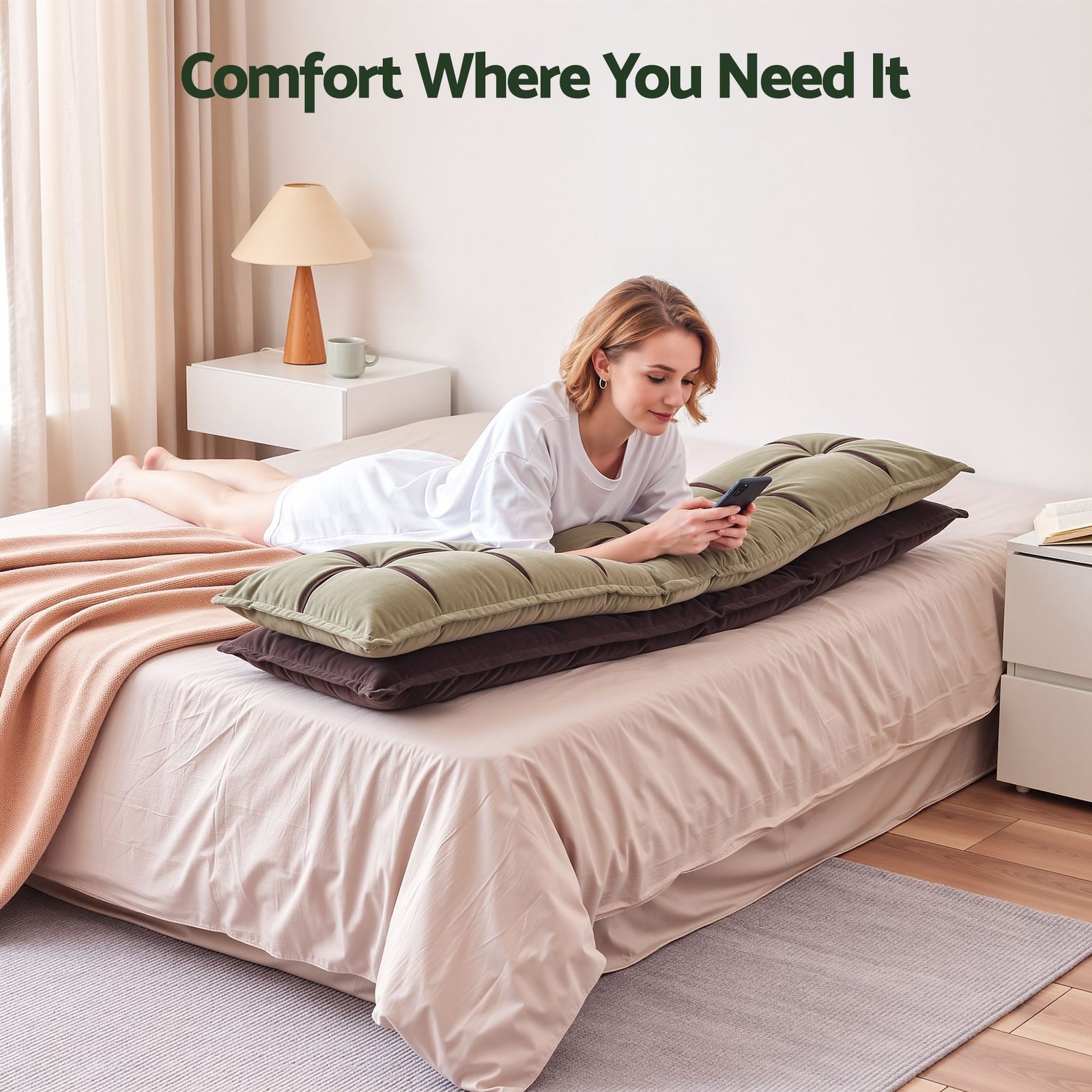 Headboard Pillow Double-Layer Storage Wedge Reading Backrest King Chair