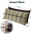 Giselle Bedding Headboard Pillow with Double-Layer Storage Wedge Reading Backrest with Adjustable Filling, Chenille Bed Rest Cushion for Daybed, Dorm, and RV Queen