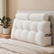 Giselle wedge pillow headboard with non-flattening shredded foam core, perfect for dorm reading or sofa lap desk, 330g corduroy cover, side pockets, Double