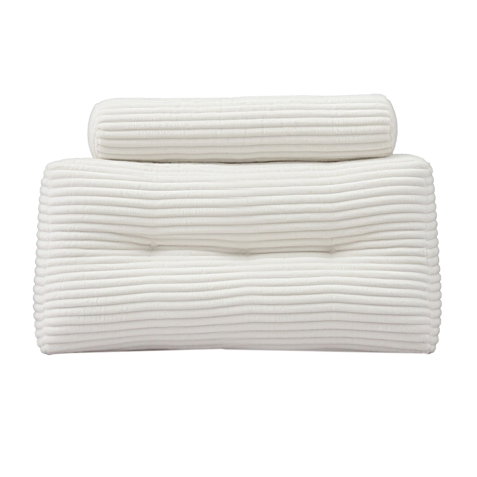 Giselle wedge pillow headboard with non-flattening shredded foam core, perfect for dorm reading or sofa lap desk, 330g corduroy cover, side pockets, King Single