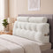 Giselle wedge pillow headboard with non-flattening shredded foam core, perfect for dorm reading or sofa lap desk, 330g corduroy cover, side pockets, Queen