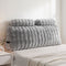 Giselle Wedge Pillow Headboard, Easy Wash Zipper Cover & Anti-Flat Foam, Couch Lumbar Support for Dorm Readers, 340g Faux Rabbit Fur with Dual Pockets, Double