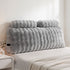 Giselle Wedge Pillow Headboard, Easy Wash Zipper Cover & Anti-Flat Foam, Couch Lumbar Support for Dorm Readers, 340g Faux Rabbit Fur with Dual Pockets, Double