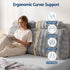 Giselle Wedge Pillow Headboard, Easy Wash Zipper Cover & Anti-Flat Foam, Couch Lumbar Support for Dorm Readers, 340g Faux Rabbit Fur with Dual Pockets, Double
