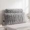 Giselle Wedge Pillow Headboard, Easy Wash Zipper Cover & Anti-Flat Foam, Couch Lumbar Support for Dorm Readers, 340g Faux Rabbit Fur with Dual Pockets, King Single