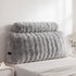 Giselle Wedge Pillow Headboard, Easy Wash Zipper Cover & Anti-Flat Foam, Couch Lumbar Support for Dorm Readers, 340g Faux Rabbit Fur with Dual Pockets, King Single