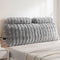 Giselle Wedge Pillow Headboard, Easy Wash Zipper Cover & Anti-Flat Foam, Couch Lumbar Support for Dorm Readers, 340g Faux Rabbit Fur with Dual Pockets, Queen