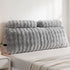 Giselle Wedge Pillow Headboard, Easy Wash Zipper Cover & Anti-Flat Foam, Couch Lumbar Support for Dorm Readers, 340g Faux Rabbit Fur with Dual Pockets, Queen