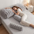 Giselle Wedge Pillow Headboard, Easy Wash Zipper Cover & Anti-Flat Foam, Couch Lumbar Support for Dorm Readers, 340g Faux Rabbit Fur with Dual Pockets, Queen